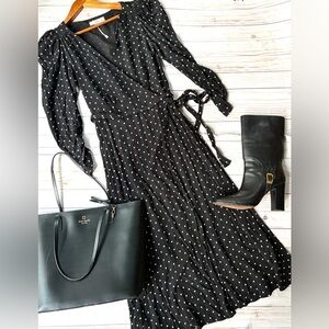 Mango dot print wrap dress